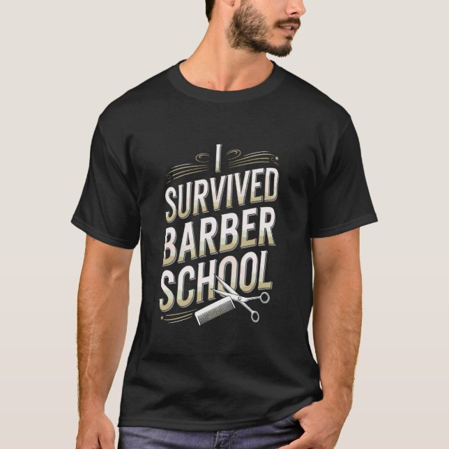T-shirt J'ai survécu à l'école de coiffure, coiffeur coiff (Devant)