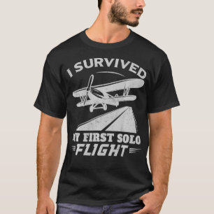 T-shirt J'Ai Survécu À Mon Premier Pilote De Vol Solo 