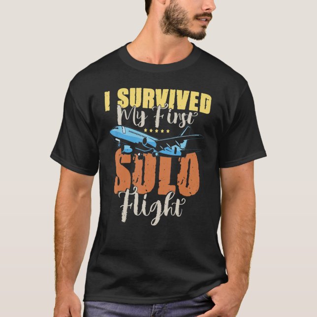 T-shirt J'Ai Survécu À Mon Premier Pilote Solo (Devant)