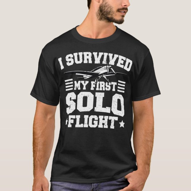 T-shirt J'Ai Survécu À Mon Premier Vol Solo - Pilote (Devant)