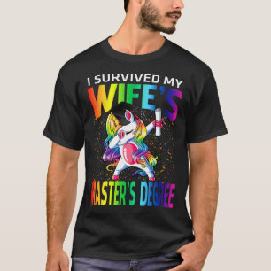T-shirt J'ai survécu au Master de ma femme Unicorn gradu