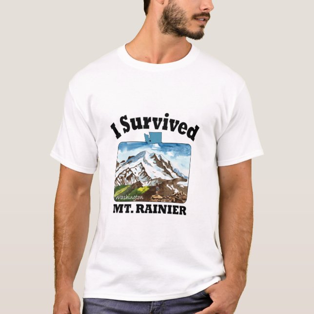 T-shirt J'ai survécu au Mont Rainier, Washington (Devant)