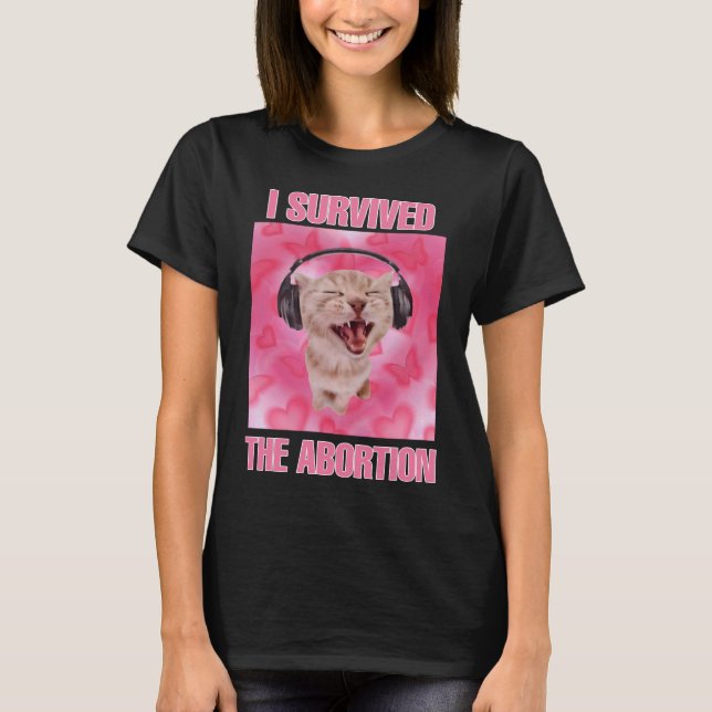 T-shirt J'ai survécu aux femmes de mèmes de chat (Devant)