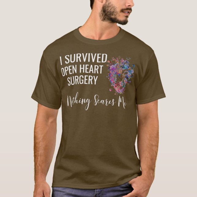 T-shirt J'ai survécu Open Heart Chirurgie Survivor Cadeau (Devant)