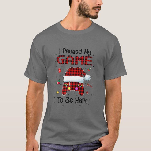 T-shirt J'Ai Suspendu Mon Jeu Pour Être Ici Red Plaid Vide (Devant)