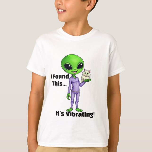 T-shirt J'Ai Trouvé Ça C'Est Un Chat Alien Drôle Vibrant (Devant)