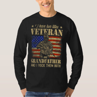 T-shirt J'Ai Un Ancien Et Grand-Père Drapeau Américain Fau