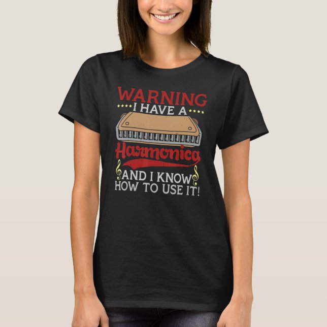 T-shirt J'ai un harmonica  Joueur d'harmonica (Devant)
