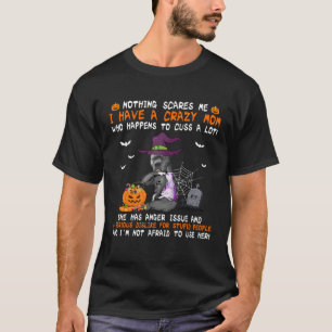 T-shirt J'Ai Une Maman Fou Pit Bull Chien Sorcière Hallowe