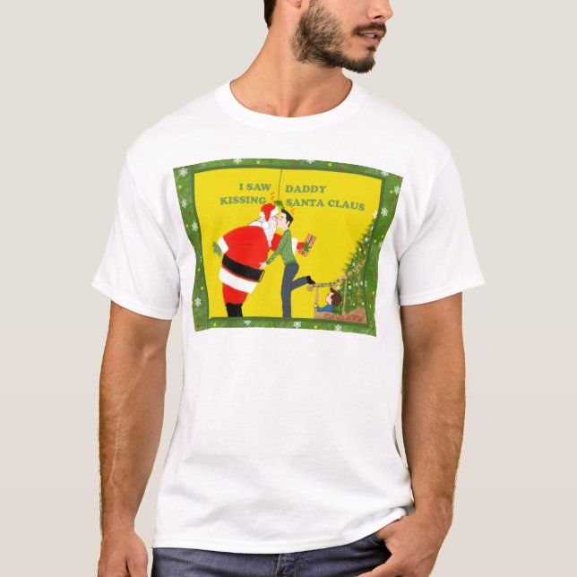 T-shirt J'ai vu Noël de baiser d'homosexuel du père noël (Devant)