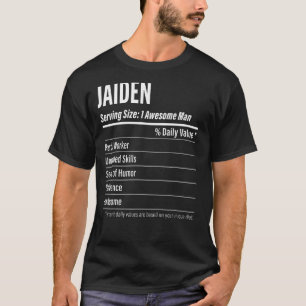 T-shirt Jaiden Taille du service Nutrition Étiquette Calor