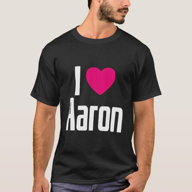 T-shirt J'aime Aaron Coeur rose Je Coeur Aaron (Devant)