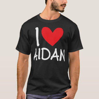 T-shirt J'aime Aidan Nom Cœur Personnalisé Hommes Mec Meil