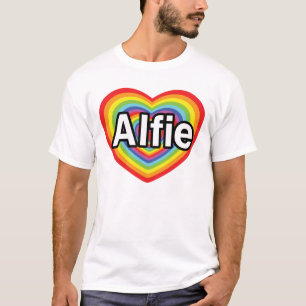 T-shirt J'aime Alfie, coeur d'arc-en-ciel