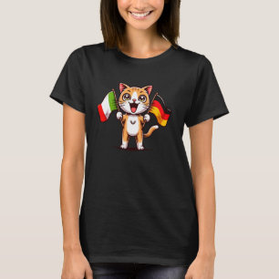 T-shirt J'aime Allemagne Italie Drapeau d'Amitié Chat Mign