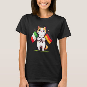 T-shirt J'aime Allemagne Italie Drapeau d'amitié Chat Mign