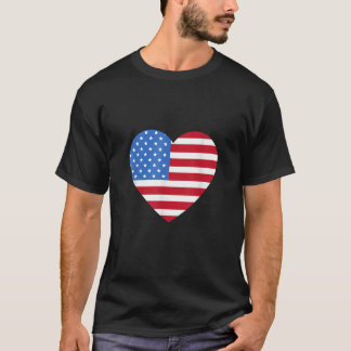 T-shirt J'aime America Love Flag coeur 4 juillet