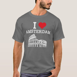 T-shirt J'aime Amsterdam Colosseum Cœur Drapeau Pays-Bas
