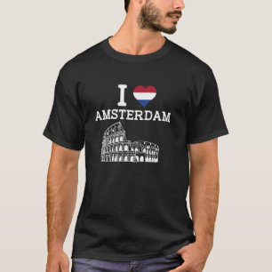 T-shirt J'aime Amsterdam Colosseum Farce Blague Drôle