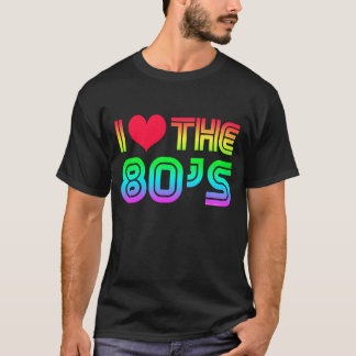T-shirt J'aime années '80 des années 1980 d'arc-en-ciel de