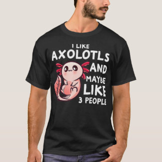 T-shirt J'Aime Aolotls Et Peut-Être 3 Personnes Drôle Aolo