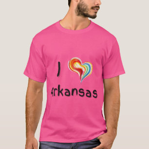 T-shirt J'aime Arkansas avec un cœur tourbillonnant coloré