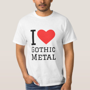 T-shirt J'aime autocollant carré en métal gothique