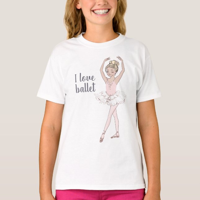 T-shirt J'aime Ballet Pretty Gold Parties scintillant Ball (Devant)