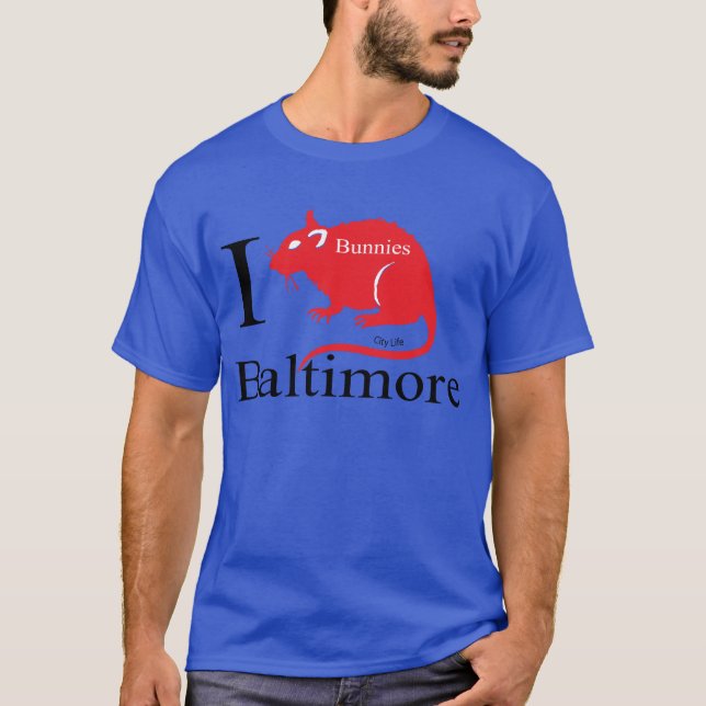 T-shirt J'aime Baltimore, lapins (Devant)