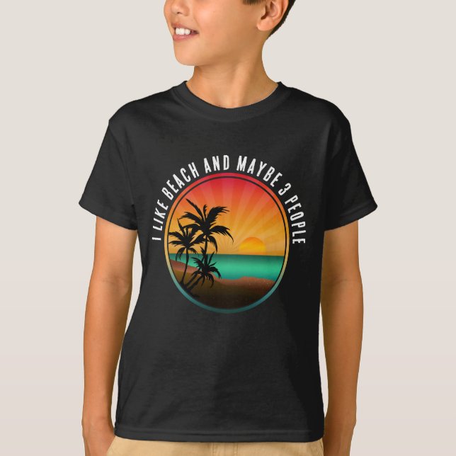 T-SHIRT J'AIME BEACH ET PEUT-ÊTRE 3 PERSONNES (Devant)