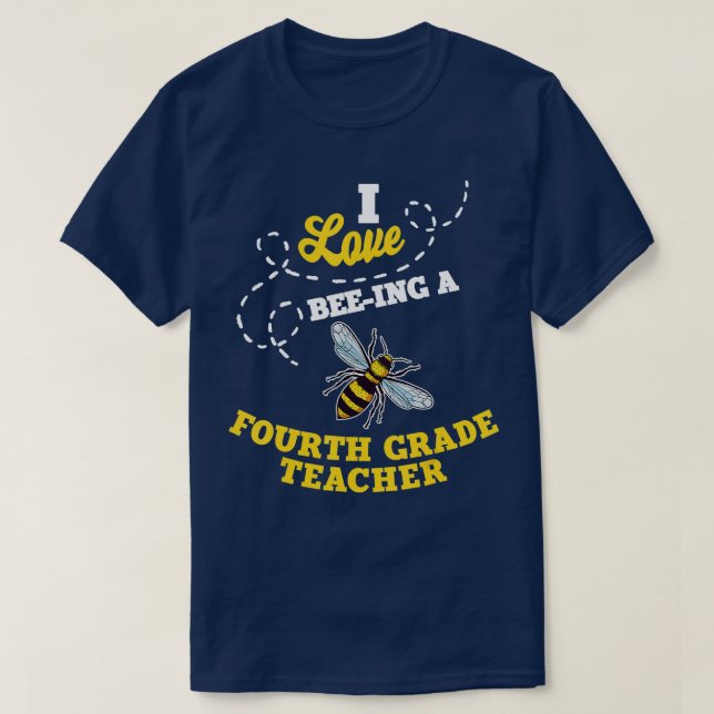 T-shirt J'Aime BeeIng Un Enseignant De 4E Année Miel Bee J (Design devant)