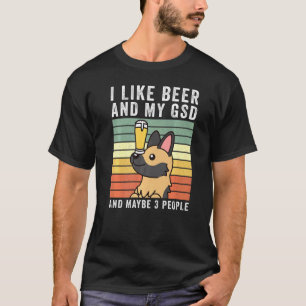 T-shirt J'Aime Bière Et Mon Berger Allemand Retro Vintage