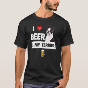 T-shirt J'Aime Bière Et Mon Boston Terrier Maman Papa Chie