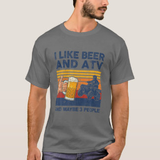 T-shirt J'Aime Bière Et VTT Et Peut-Être 3 Personnes VTT Q
