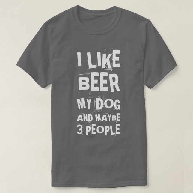 T-shirt J'Aime Bière Mes Chiens Peut-Être 3 Personnes Chas (Design devant)