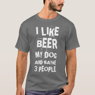 T-shirt J'Aime Bière Mes Chiens Peut-Être 3 Personnes Chas