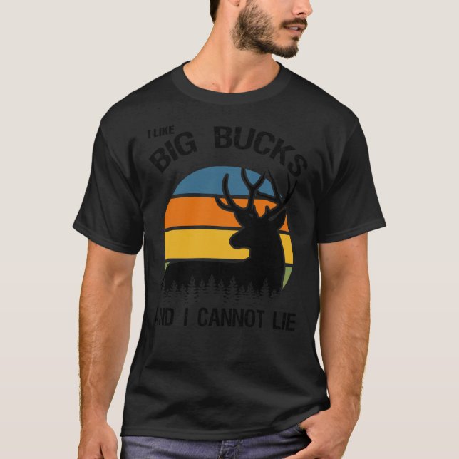 T-shirt J'Aime Big Bucks Et Je Ne Peux Pas Mentir Deer Hun (Devant)