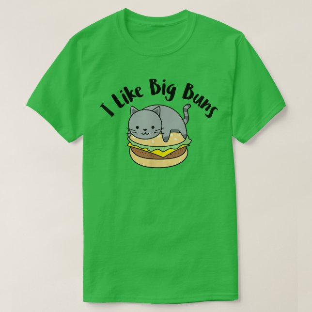 T-shirt J'Aime Big Buns Funny Cat Hamburger Design (Design devant)