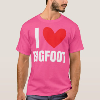 T-shirt J'Aime Bigfoot Sasquatch Coeur Forêt Créature Nat