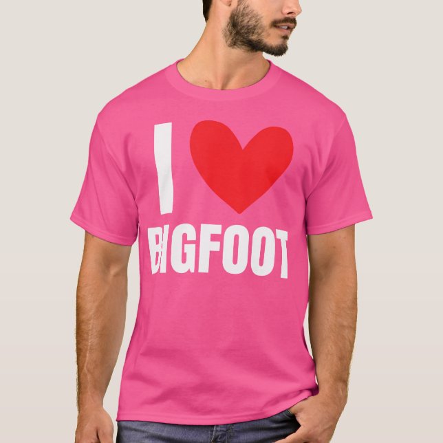 T-shirt J'Aime Bigfoot Sasquatch Coeur Forêt Créature Nat (Devant)