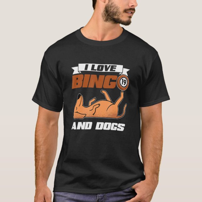 T-shirt J'Aime Bingo Et Chiens Casino Jeu Loterie Bing (Devant)
