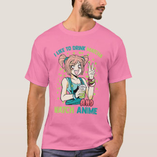 T-shirt J'Aime Boire Matcha Et Regarder Anime - Kawaii -