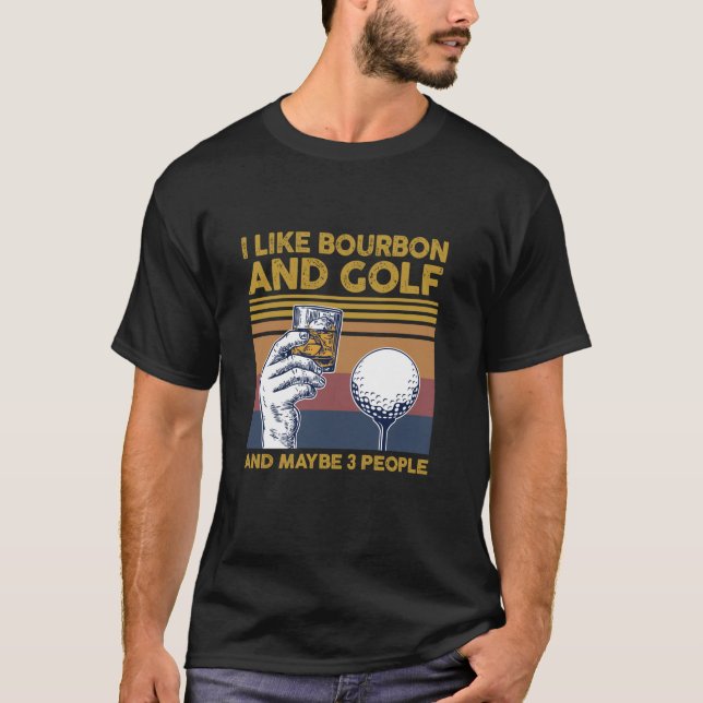 T-shirt J'aime Bourbon et le golf et peut-être 3 personnes (Devant)