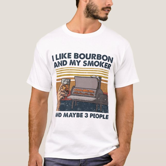 T-shirt J'Aime Bourbon Et Mon Fumeur Et Peut-Être 3 Person (Devant)