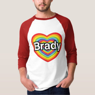 T-shirt J'aime Brady : coeur d'arc-en-ciel