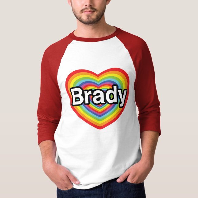 T-shirt J'aime Brady : coeur d'arc-en-ciel (Devant)