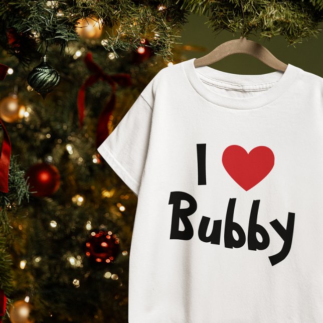 T-shirt J'aime Bubby Cœur Rouge (I Love Bubby Red Heart T-Shirt)
