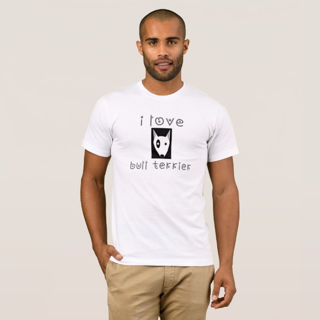 T-shirt j'aime bull terrier (Devant entier)