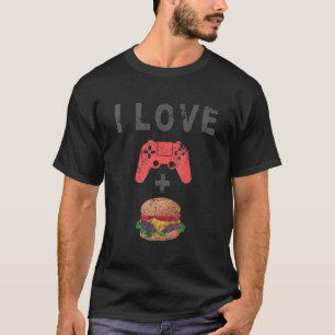 T-shirt J'Aime Burger Et Jeu Retro Cheeseburger Gamer