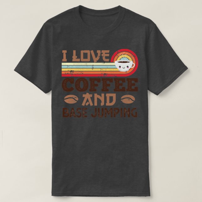 T-shirt J'aime Café et Base saut Retro Sunset Cadeau (Design devant)